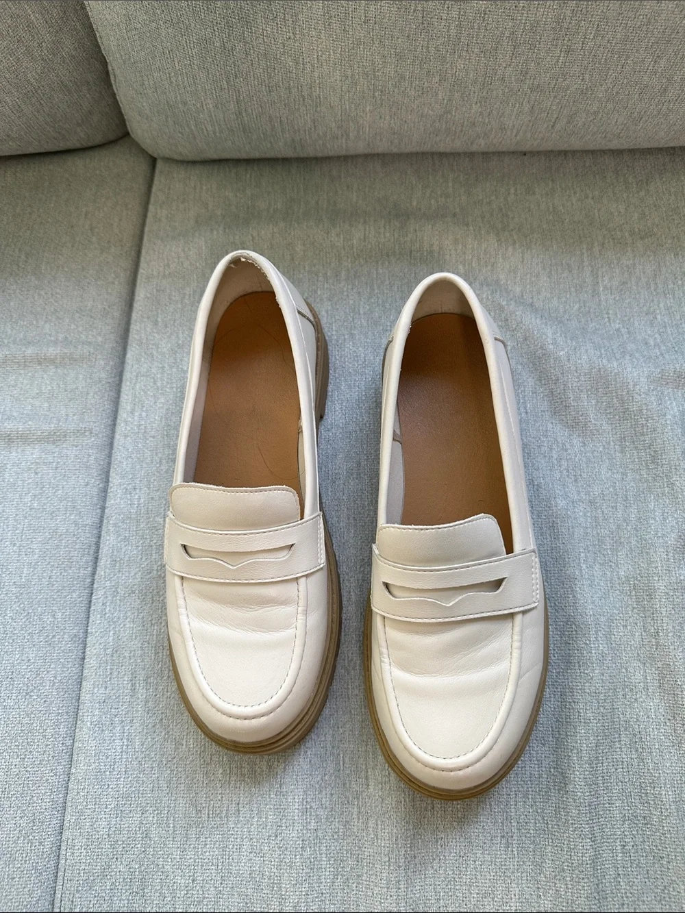 Women's Cream Platform Penny Loafers